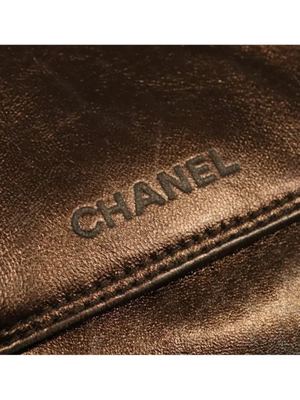 Authentic CHANEL Shoulder Bag Leather Brown CC